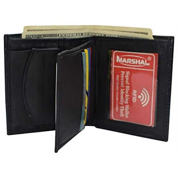 Leather Wallets for Men Bifold Multi Card ID Wallet with Coin Pouch