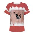thumbnail image 4 of Mujeres Casual Cuello Redondo Manga Corta Estampado Jersey Blusa Camiseta Tops Sueltos OAVQHLG3B Store  lin121212, 4 of 4