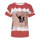 thumbnail image 4 of Mujeres Casual Cuello Redondo Manga Corta Estampado Jersey Blusa Camiseta Tops Sueltos OAVQHLG3B Store  lin121212, 4 of 4