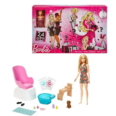 Lian LifeStyle Barbie Bundle, Barbie Advent Calendar + Barbie Mani-Pedi Spa Playset with Blonde Doll. 2 Packs