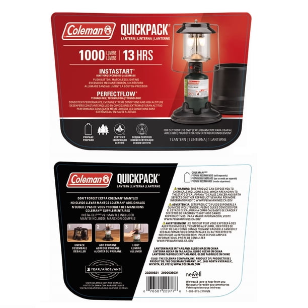 QuickPack 2-Mantle 1000 Lumen Propane Lantern with Carry Case