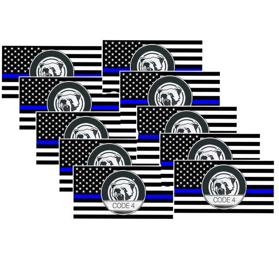 10PCS Thin Blue line Sticker Code 4, American Flag Thin Blue Line Car Decal, Police Support Stickers, for Cars Trucks Window Laptop Waterproof Decals