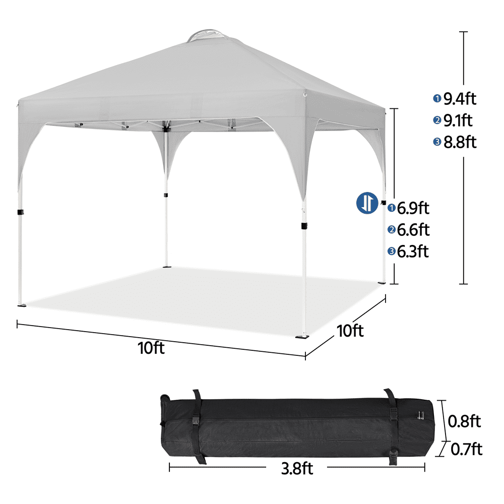 Alden Design Outdoor Canopy Tent with Stakes Ropes Sandbags Wheeled Bag for Patio, Light Gray