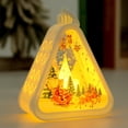 thumbnail image 7 of Christmas Hanging Night Light – Triangular LED Lamp with Tree, Santa & Snowman Pattern, Warm White Glow, Battery Operated Desktop Decor for Xmas Home, 7 of 7