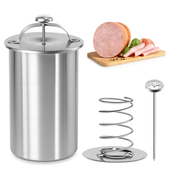 Lunch Meat Press, Ham Maker Meat Press, Stainless Steel Deli Meat Press for Making Healthy Homemade Deli Meat with Thermometer Ham Maker Sandwich Home Cooking Tool