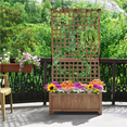thumbnail image 3 of Yaheetech 72''H Wood Planter Raised Garden Bed with Trellis,Dark Brown, 3 of 9
