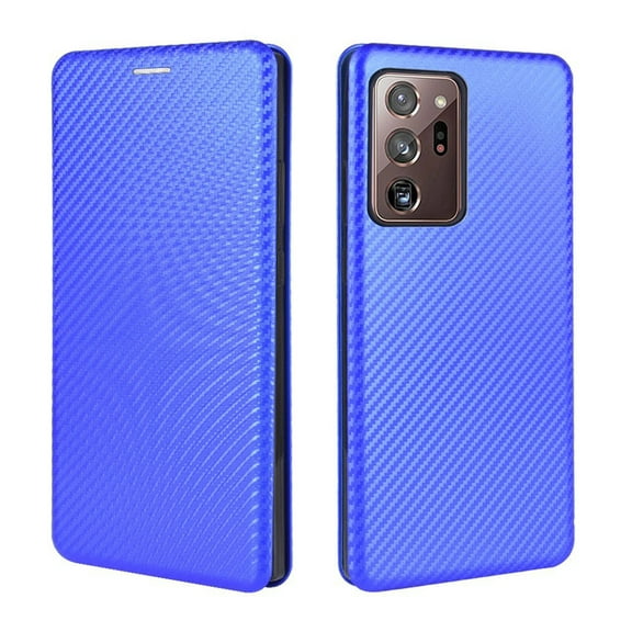 Dteck Wallet Slim Case for Samsung Galaxy Note 20 Ultra(6.9 inches),Carbon Fiber Texture Patterned Leather Card Holder Protective Kickstand Cover ,Blue