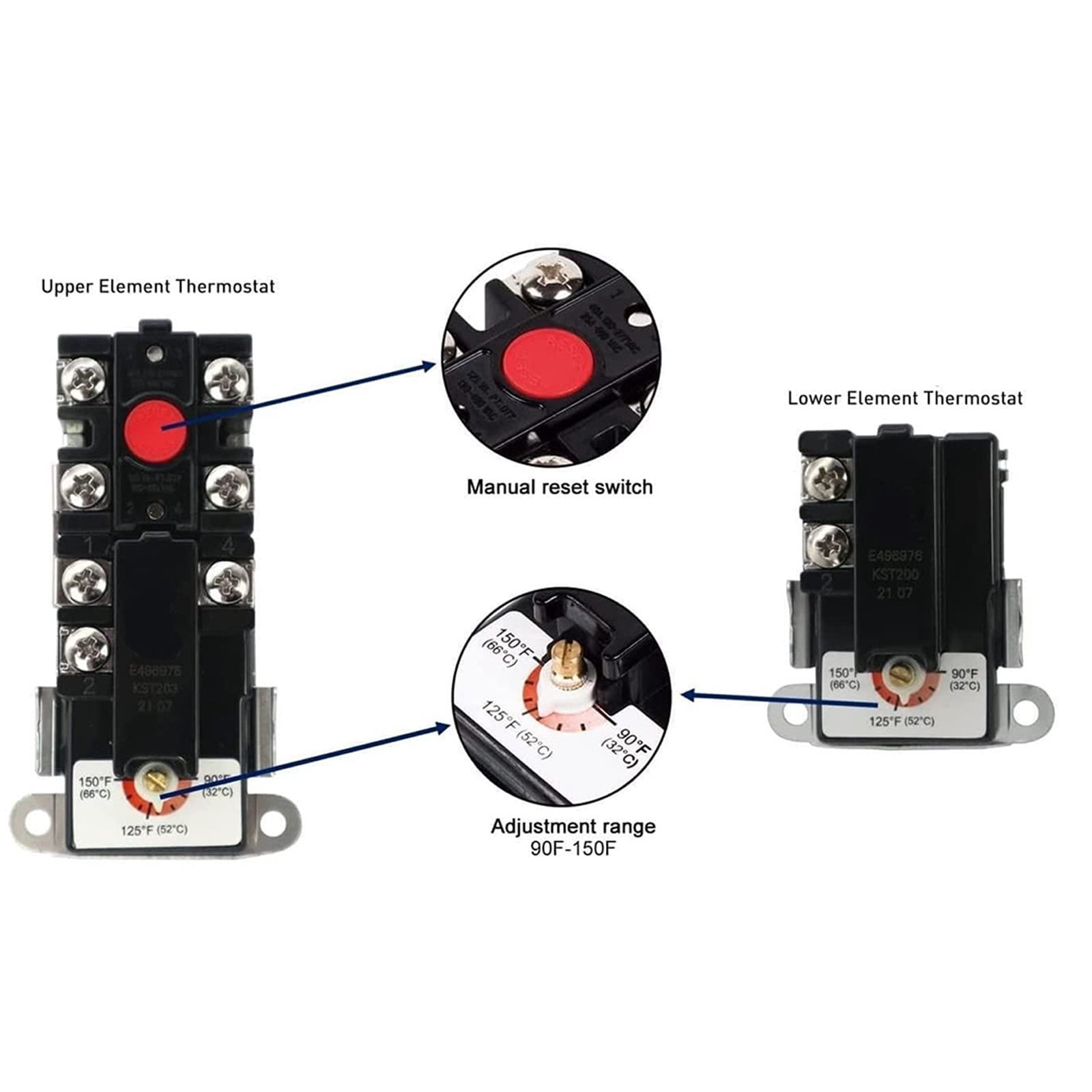 SP210245 Electric Water Heater Thermostat Temperature Controller Water Heater Replacement Parts Easy to Install