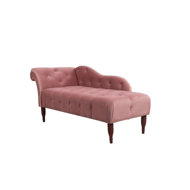 Samuel Chaise Longue à Accoudoirs Roulés Capitonnée Rose Cendre