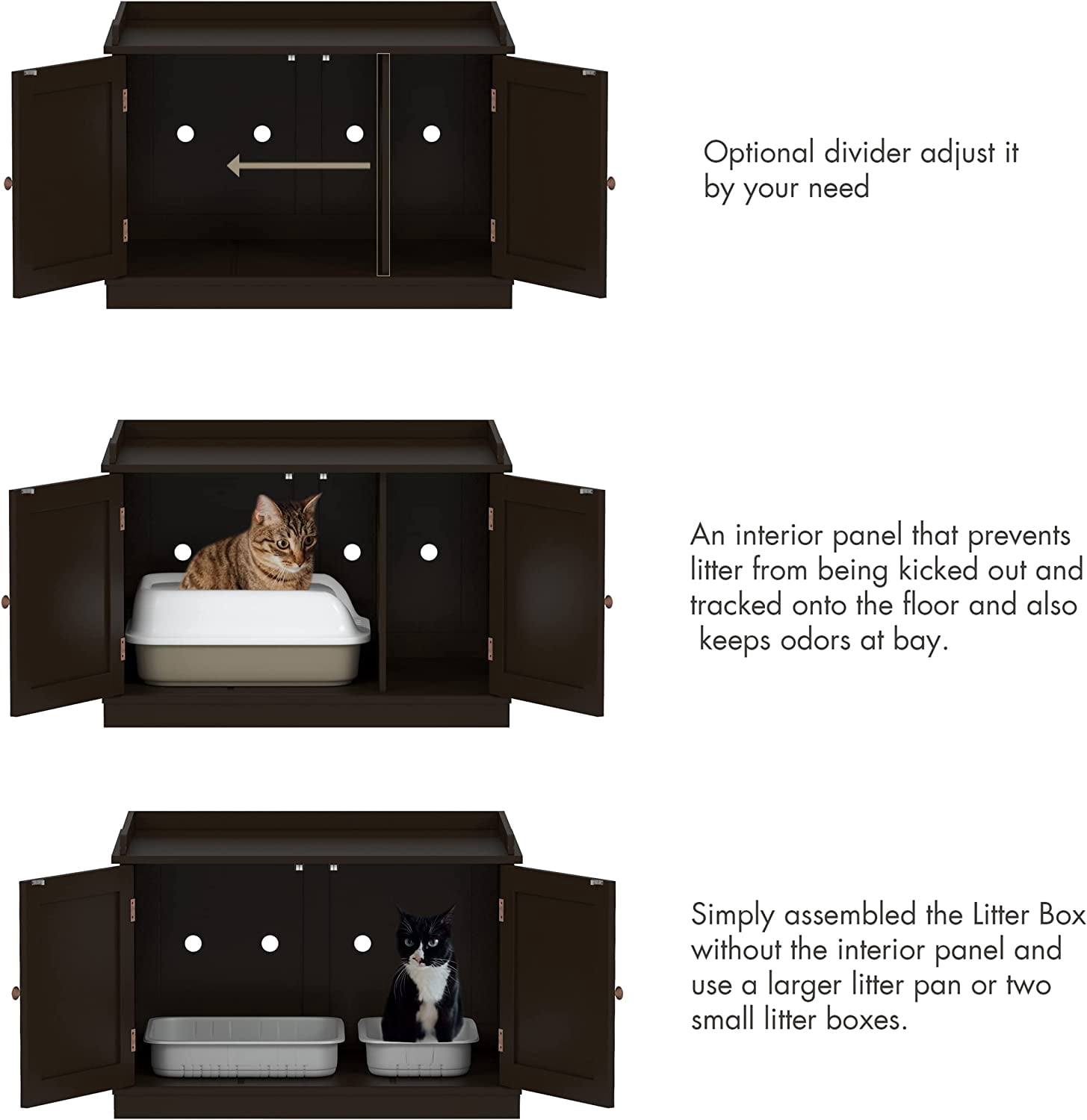 PAWLAND Lager Cat Washroom Storage Bench,cat Litter Box Enclosures -Espresso