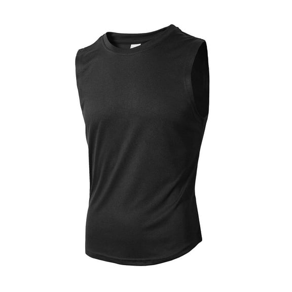 WTXUE Undershirts Sleeveless, Crew Neck Shirts for Men Spring Summer Pullover Undershirt Mesh Breathable Undershirt Solid | Athleisure for Men Black L