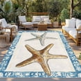 thumbnail image 2 of Blue Beige Coastal Beach Outdoor Rug 3x5 Ft - Reversible Patio Rug Outdoor Camping Rugs, Summer Vintage Starfish Washable Indoor Outdoor Area Rugs, Non-Slip Outdoor Carpet Runner for Deck/Porch, 2 of 8