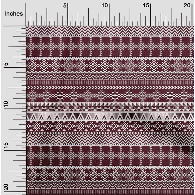 oneOone Polyester Lycra Maroon Fabric Aztec Tribal Fabric For Sewing Printed Craft Fabric By The Yard 56 Inch Wide
