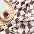 thumbnail image 4 of Throw Blankets Flannel Blanket with Checkerboard Plaid Pattern Soft Throw Blanket for Couch, Bed, Sofa Luxurious Warm and Cozy for All Seasons (Coffee, 50"x60"), 4 of 8