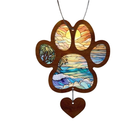 Rirozkan Pet Loss Memorial Pendant, Wooden Paw Print Shape, Sympathy Gift for Dog Lover, Bereavement Keepsake for Furry Friend