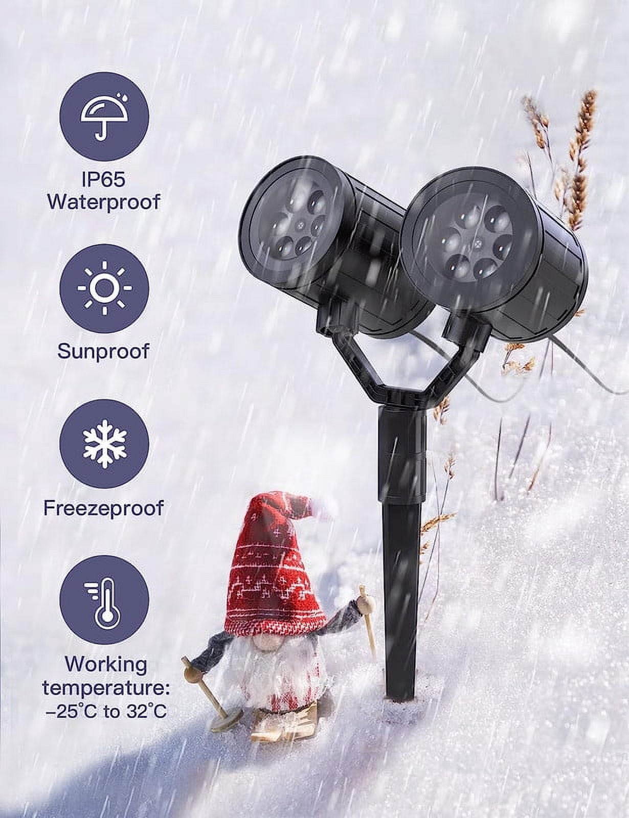 Christmas Snowflake Projector Lights, Double Head IP65 Waterproof Led Snowfall Show Outdoor, Christmas Decorations, Ideal for Xmas Holiday Party Wedding Garden Patio