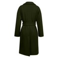 thumbnail image 5 of Women's Notch Lapel Wool Blend Overcoat, Long Length Trench Style Coat, Classic Winter Warm Overcoat, Elegant Casual Outerwear, Versatile Mid-Calf Length Coat Green XXL, 5 of 5