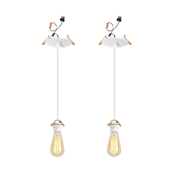 KAYYELAMP 2 Pcs Recessed Light Conversion Kit for E26 Recessed Mount Cans Gold Metal Hanging Light Vintage Design For Kitchen Corridor Bedroom(No Bulb)