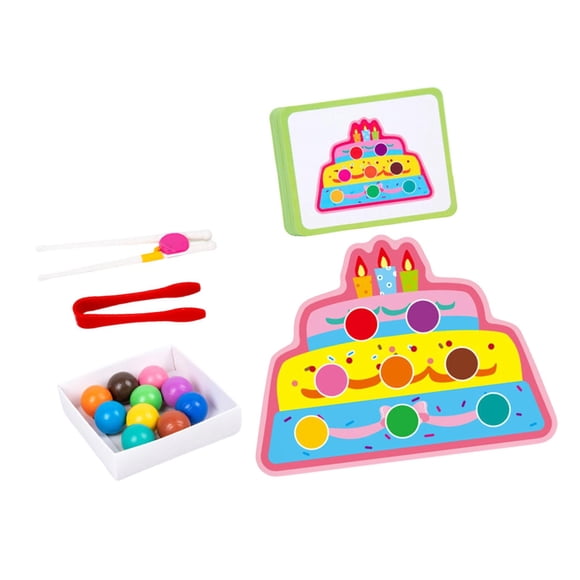 Siruishop Wood Clip Bead Matching Game Early Educational Toy Birthday Gifts Development Hand Eye Coordination for Boys Girls Preschool Style C