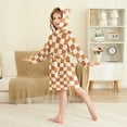 thumbnail image 2 of FORMRS Niños Bathrobe Unisex Hooded Robe Soft Plush Pajamas Sleepwear, Size 2-3T, Rusty Orange Plaid, 2 of 7