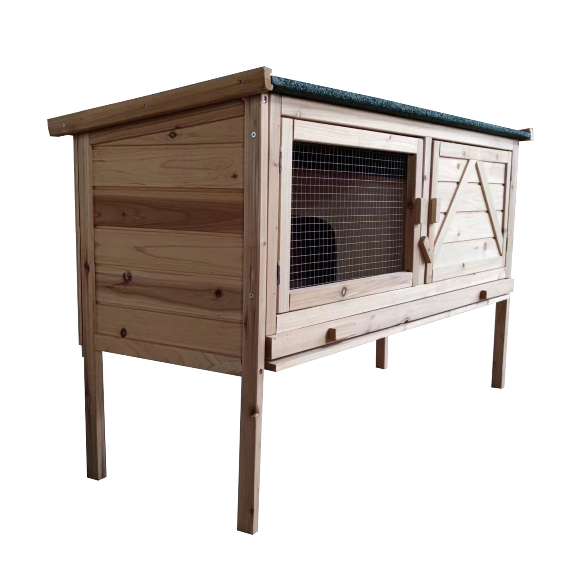 Pefilos 46" Rabbit Hutch for Indoor Deck Wooden Pet Hen House Animal Poultry Cage, Brown Pefilos 46" Rabbit Hutch for Indoor Deck Wooden Pet Hen House Animal Poultry Cage, Brown