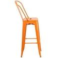 thumbnail image 3 of 30'' High Orange Metal Indoor-Outdoor Barstool with Back, 3 of 9