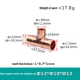 thumbnail image 2 of 1 piece Welded Copper Pipe Three Connect ,Large head inner diameter M10- Small head inner diameterM8-Large head inner diameter M10, 2 of 5