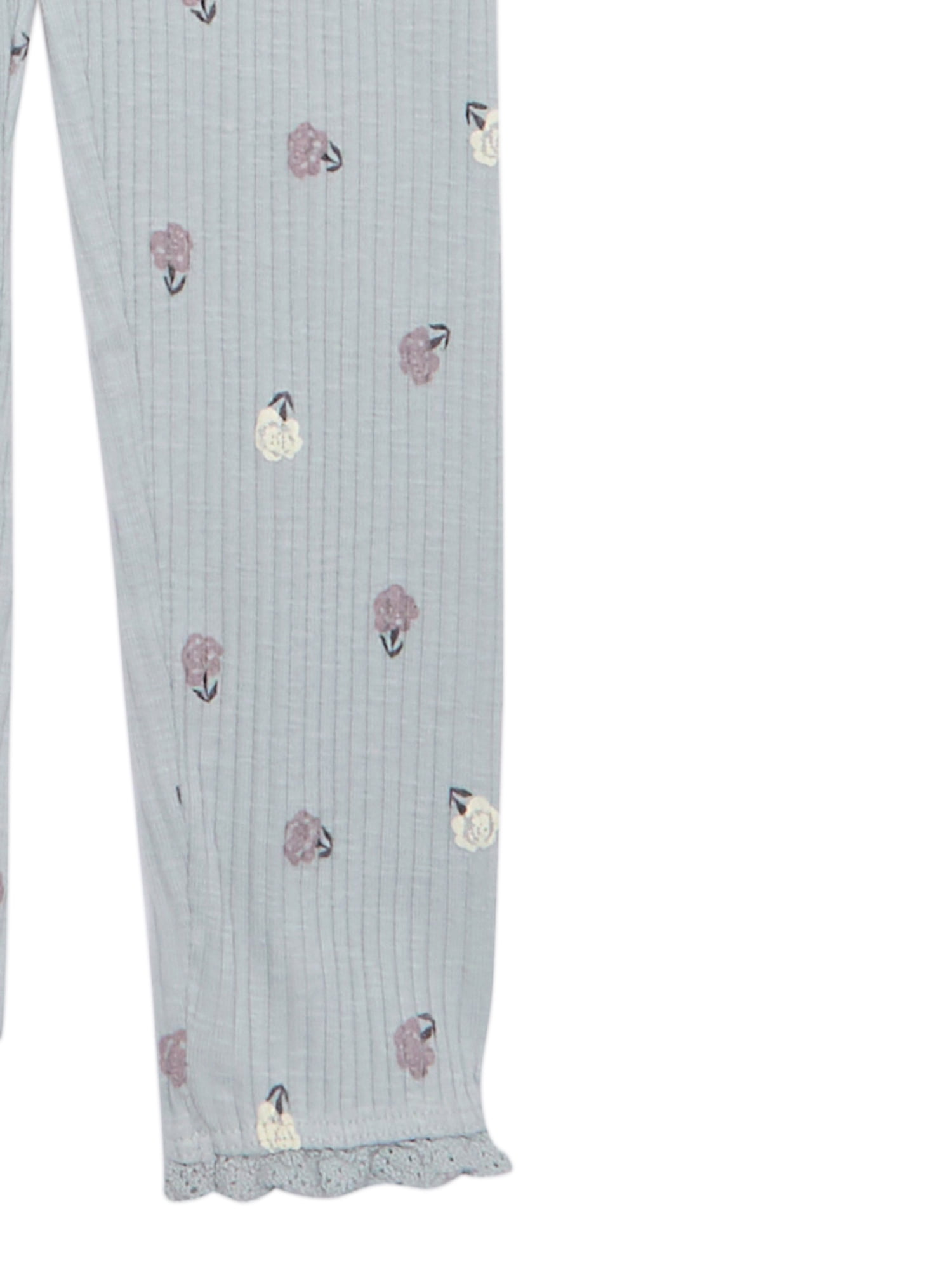 easy-peasy Toddler Girl Lace Hem Rib Leggings, Sizes 18M-5T