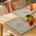 thumbnail image 4 of Abstract Flowers Print Placemats Set of 4 Retro Bohemia Ethnic Botanical Style Place Mats Indoor Wipeable Table Mats Washable Cloth Dining Table Placemats for Kitchen Holiday Party Decor 13x19 Inch, 4 of 9