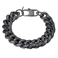 thumbnail image 1 of PROSTEEL Eslabón Cubano Negro 14MM Ancho Negro Cadena Pulseras Punk para Hombre Mujer Joyería Regalo, 21Longitud, 1 of 8