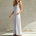 thumbnail image 5 of Guluxicc Womens Linen Jumpsuit Sleeveless Casual Wide Legs Rompers Baggy Button Down V Neck Summer Overalls with Pockets, 5 of 7