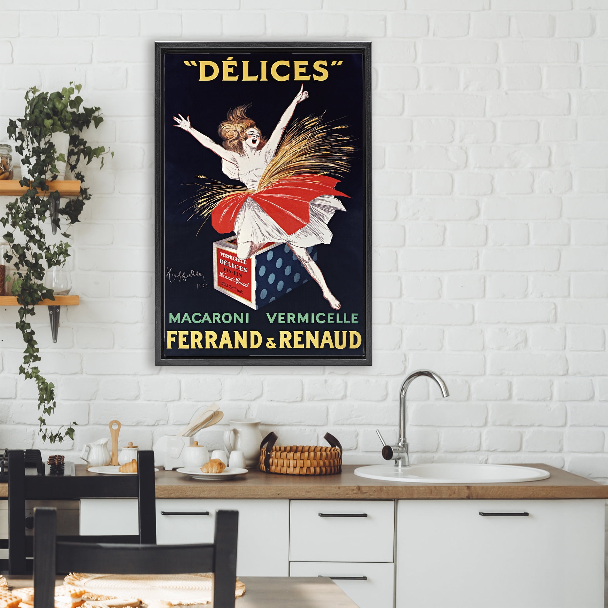 Stupell Industries Vintage Dancer Food Advertisement Black Framed Floater Canvas Wall Art, design by Leonetto Cappiello