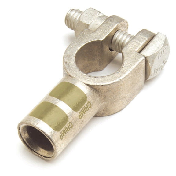 Grote 82-9062 Straight Barrel Die Cast Clamp - 4/0 Gauge, Negative, Yellow