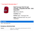 thumbnail image 2 of Right Passenger Side Tail Light Assembly - Compatible with 2002 - 2003 Mazda MPV, 2 of 2