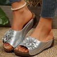 thumbnail image 3 of ATENAR Sandals for Women Comfortable Slide Womens Sandals Open Toe Womens Shoes Silver 6.5, 3 of 8