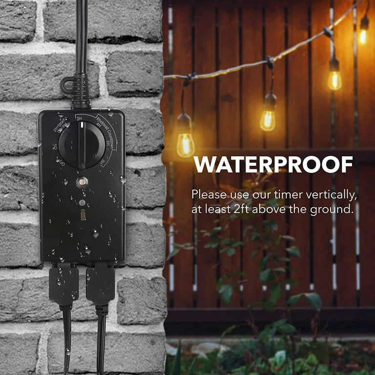 BN-LINK Outdoor Light Timer Waterproof 15A, 24-Hour Plug in Light