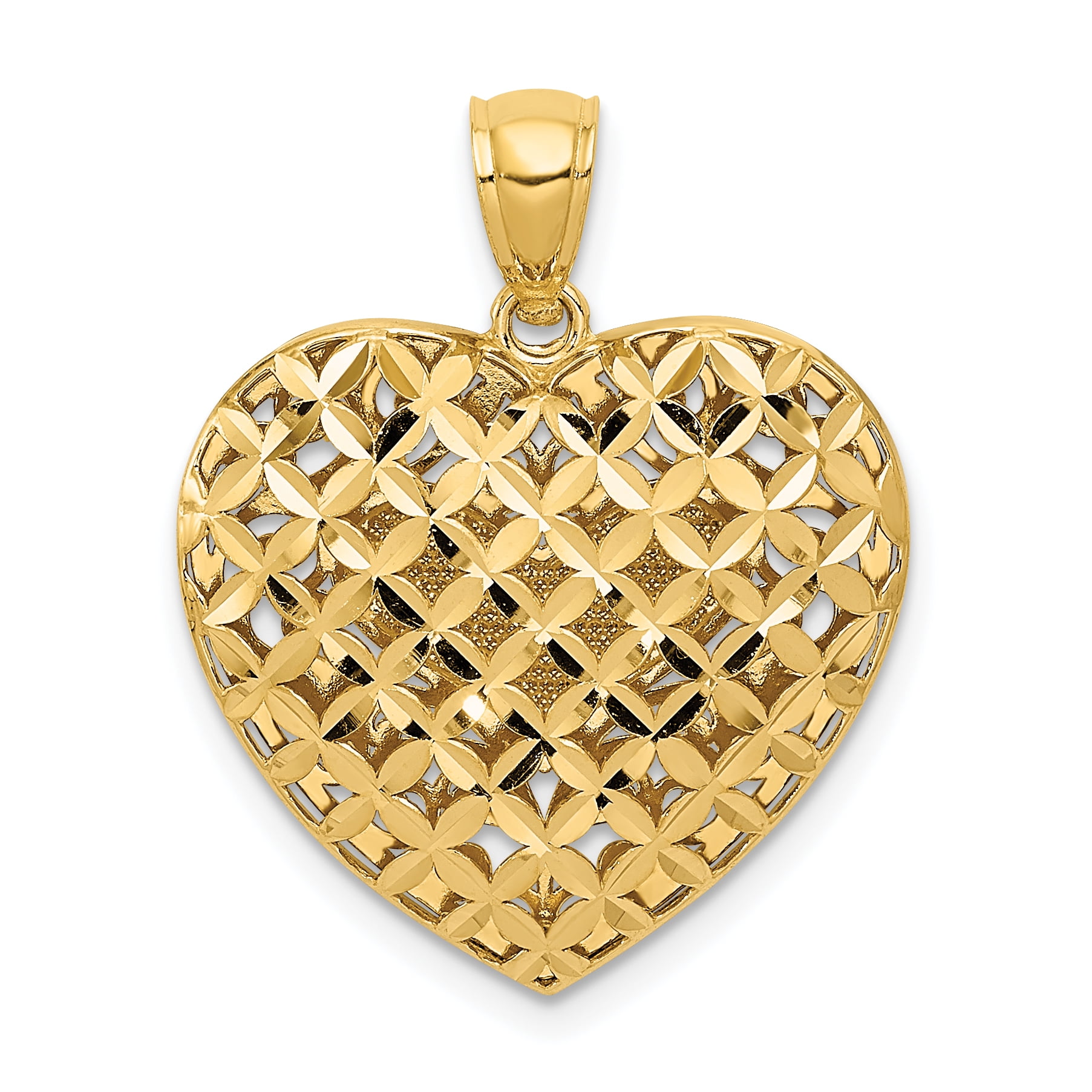 14k Twotone Filigree & Basket Weave Reversible Heart Pendant