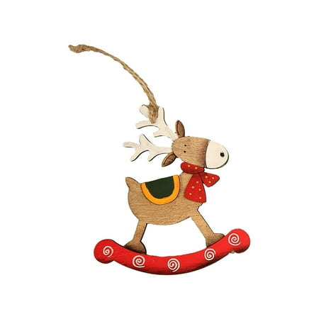 

New Hand-painted Retro Christmas Decoration Pendant Wooden Trumpet Elk Hanging