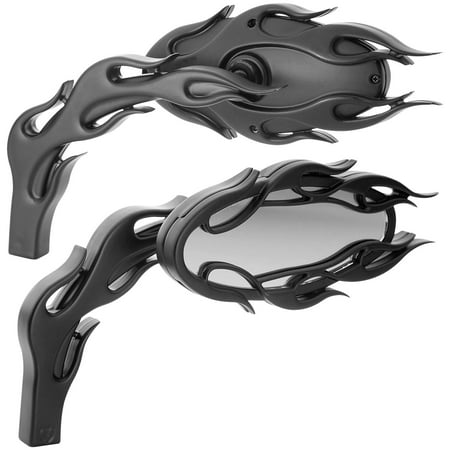- Arlen Ness 13-087 Die-Cast Flamed Mirror - Left - Black