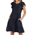 thumbnail image 2 of Robe d'Été pour Femmes 2024 Mode Grande Taille Couleur Unie Manches Courtes Robe 50 % de Réduction Liquidation!, 2 of 9