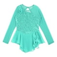 thumbnail image 7 of iiniim Kids Girls Sequins Figure Ice Skating Dress Hollow Back Mesh Leotard Wrap Skirt Ballet Dancewear A Mint Green 6, 7 of 7