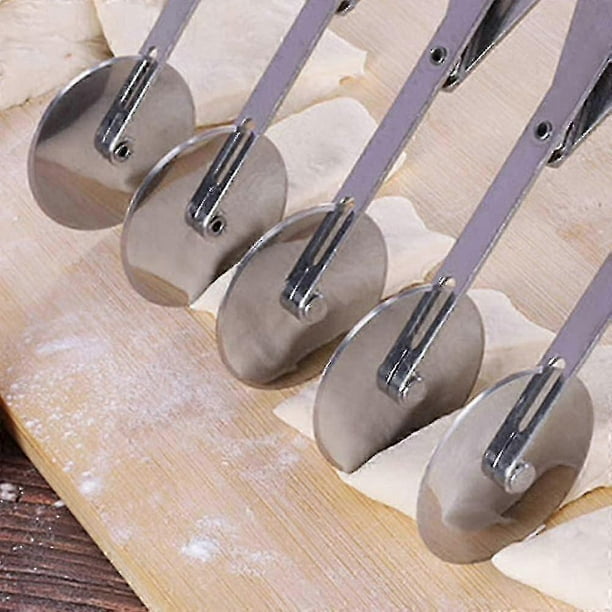 Dough Cutter 5 Wheels, Cake Divider Pastry Wheel Multifunctional Stainless Steel Dough Divider 5 Wheel Cutting Wheels, Adjustable Cake Divider, Pizza