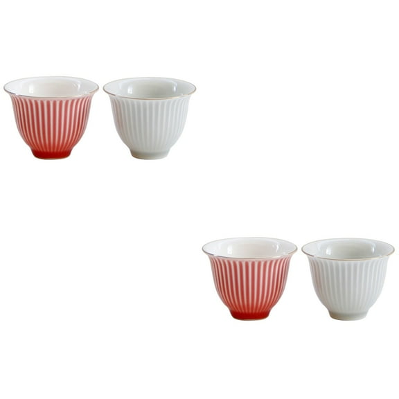 4 pcs  Porcelain Chinese Tea Cups Handleless Ceramic Cup For Matcha Tea Green Tea