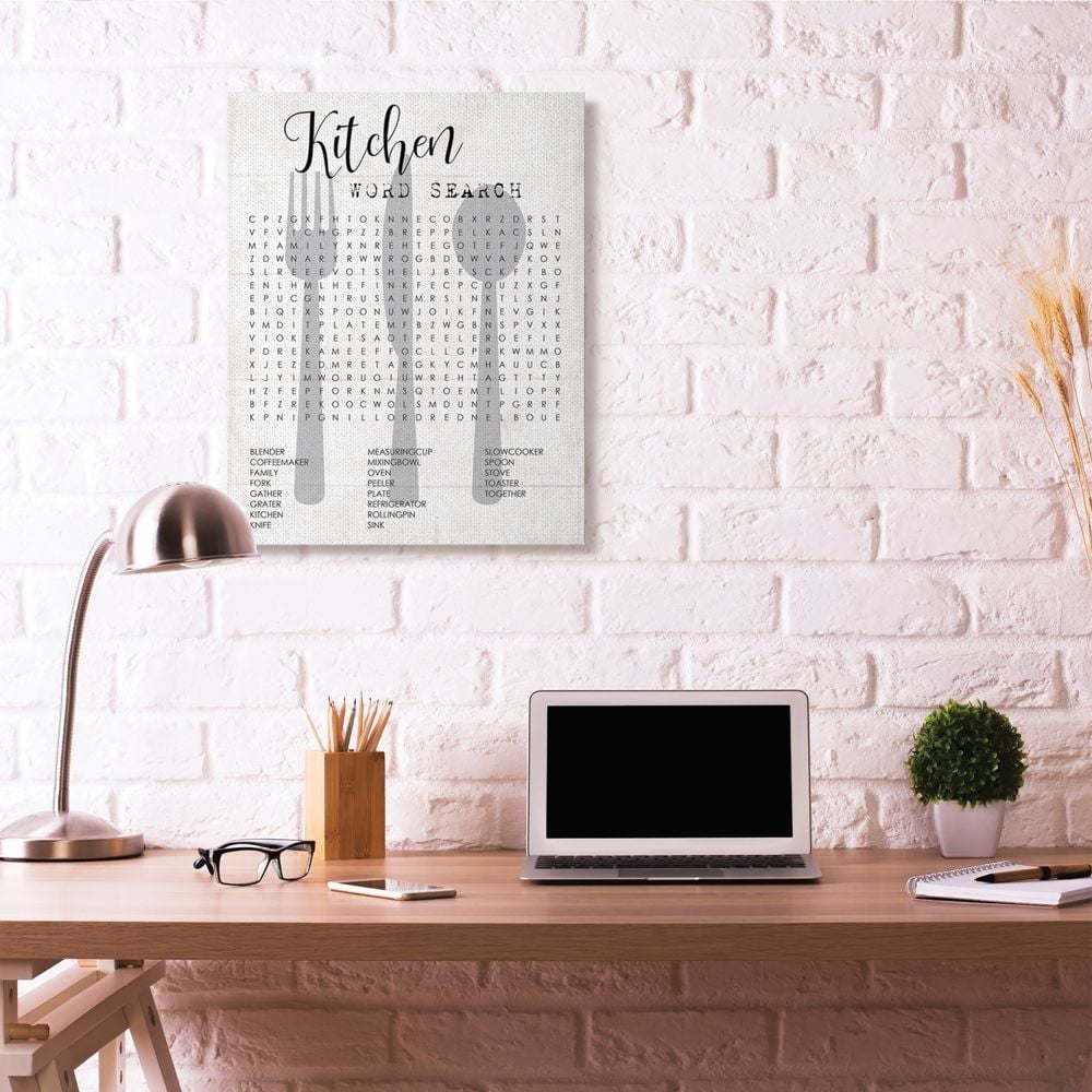 Kitchen Word Search Fun Family Word Design XXL Stretched Canvas Wall Art by Daphne Polselli