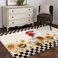 thumbnail image 3 of Farmhouse Area Rugs 3x5 ft Vintage Farm Chicken Sunflowers Black Plaid Beige Washable Rug Non Slip Indoor Carpet Absorbent Floor Mat for Living Room Bedroom Dining Room, 3 of 9