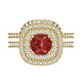 thumbnail image 2 of 1.8 ct Brilliant Round Cut Natural Garnet 14K Yellow Gold Halo Solitaire with Accents Engagement Bridal Wedding Ring Band Set size 8.25, 2 of 7