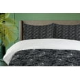 thumbnail image 4 of Ambesonne Floral Duvet Cover Sets, Lotus Flower Drawing, 2-Queen, Charcoal Grey Coconut, 4 of 7