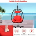 thumbnail image 5 of UHOMEPRO Hanging Wicker Egg Chair with Stand and Cushions, Outdoor Patio Foldable Swing Egg Chair, 350lbs Capacity All-Weather Rattan Hammock Chair for Patio Balcony Porch Garden, Red, 5 of 13