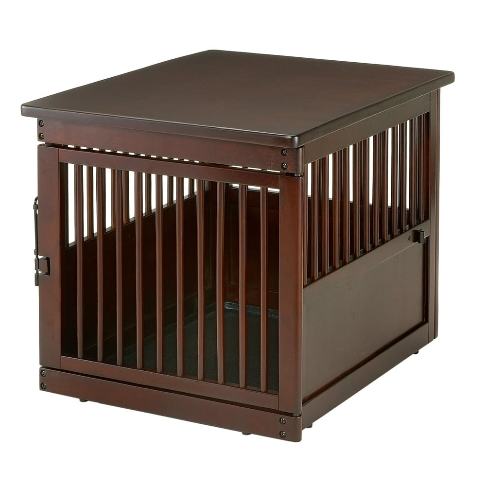 Richell Wooden End Table Dog Crate, Dark Brown, Medium, 31.1"L x 25"W x