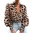 thumbnail image 1 of Blusa informal de manga larga con estampado de leopardo y cuello en V profesional ajustada a la moda de verano para mujer Fridja  fhghd2348, 1 of 5